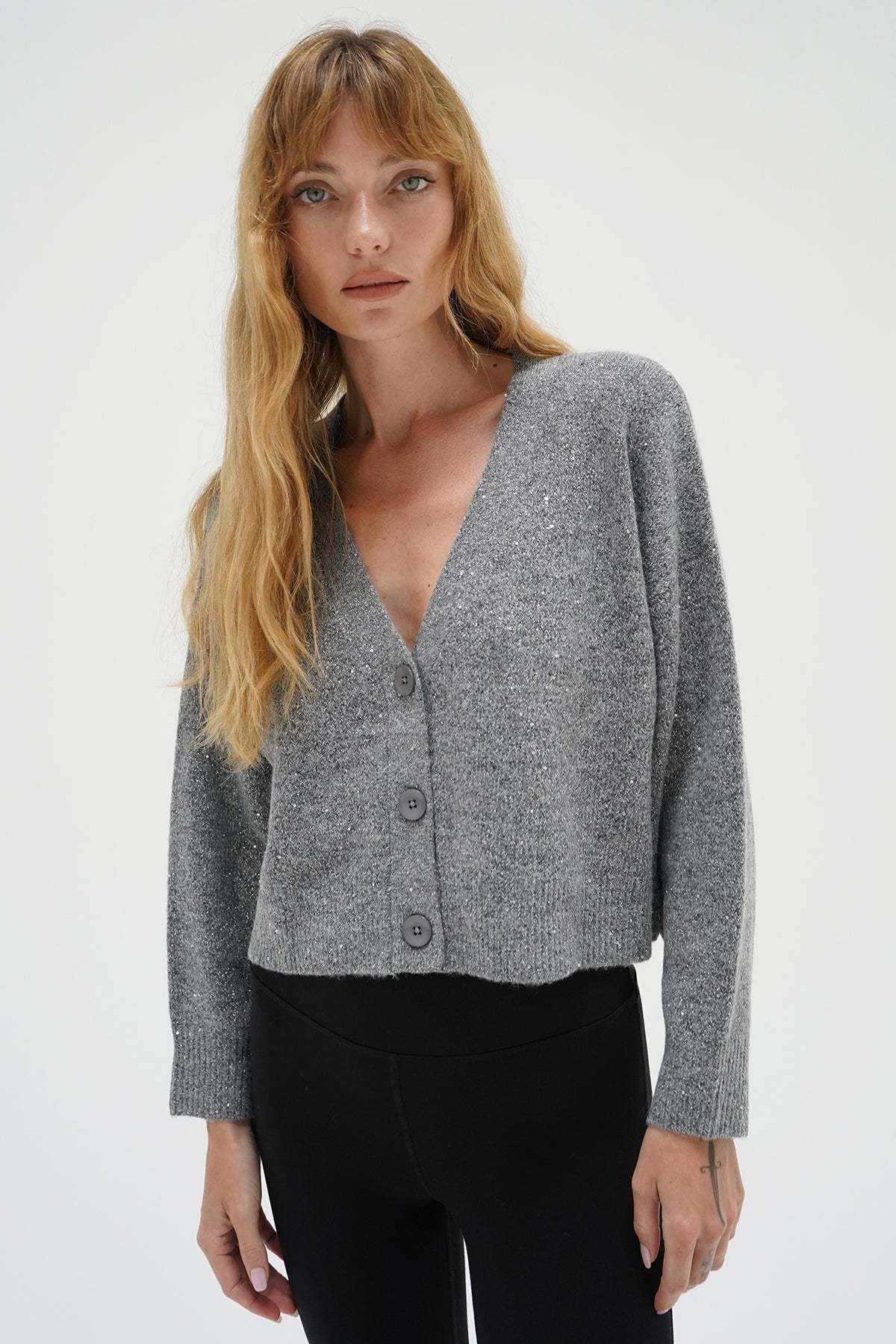 Kiya sparkle cardigan in grey
