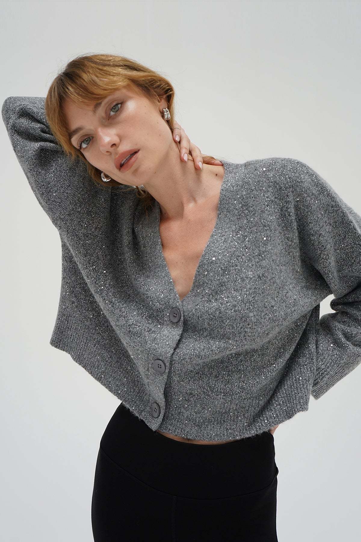Kiya sparkle cardigan in grey
