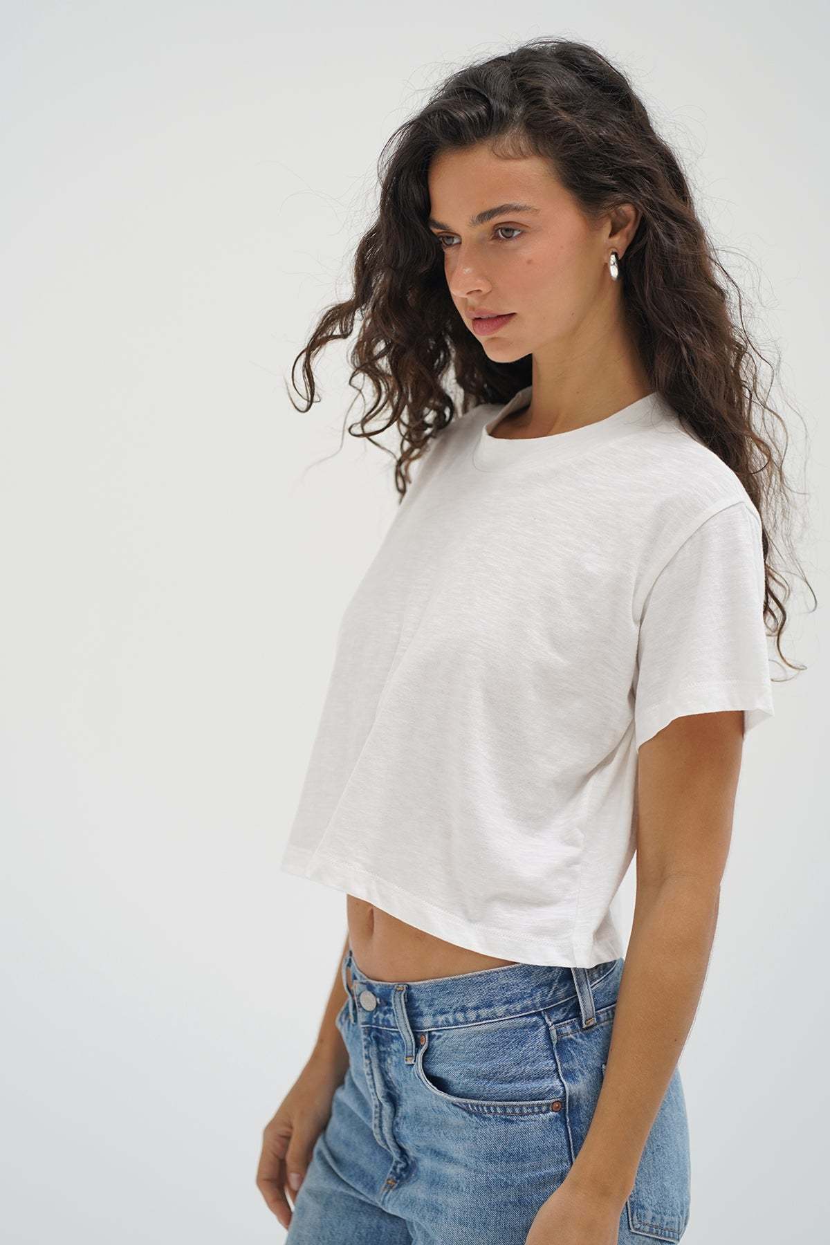 LNA Clothing Ava crop tee in white