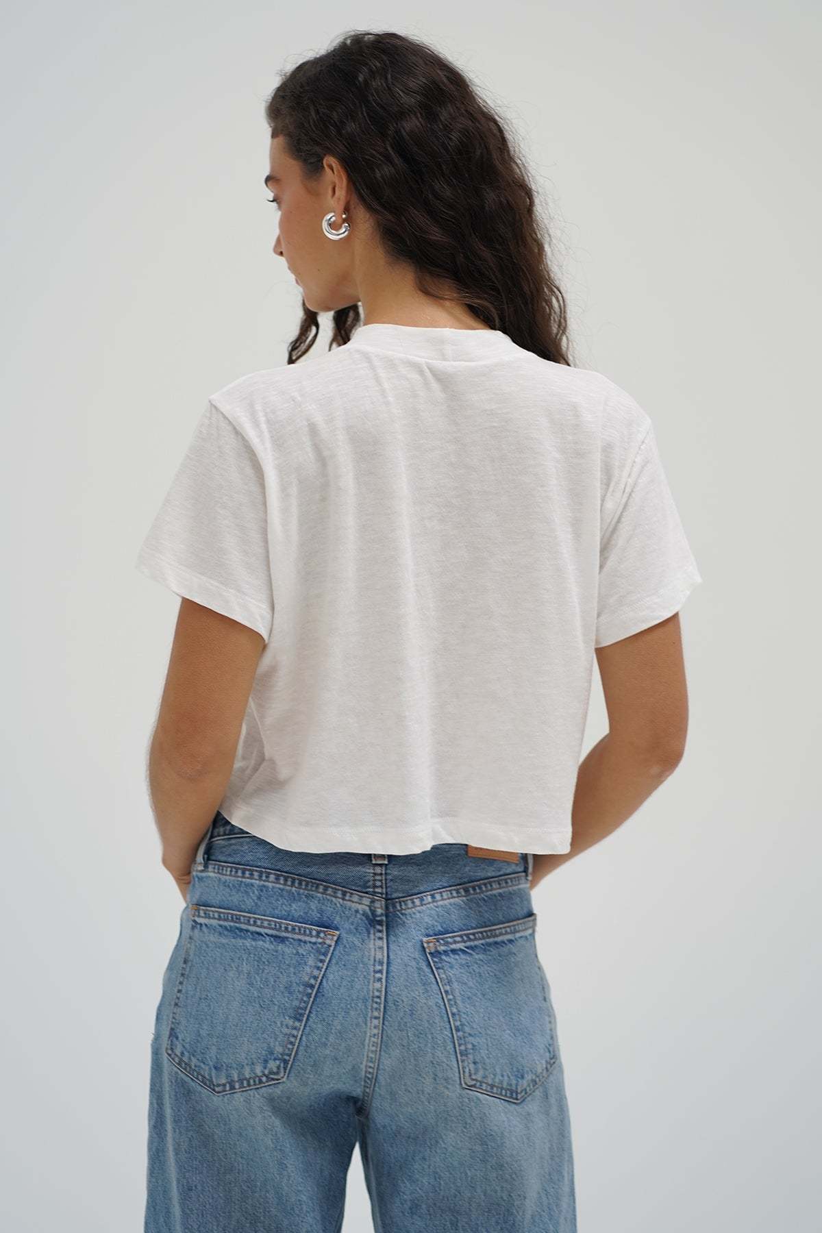 LNA Clothing Ava crop tee in white