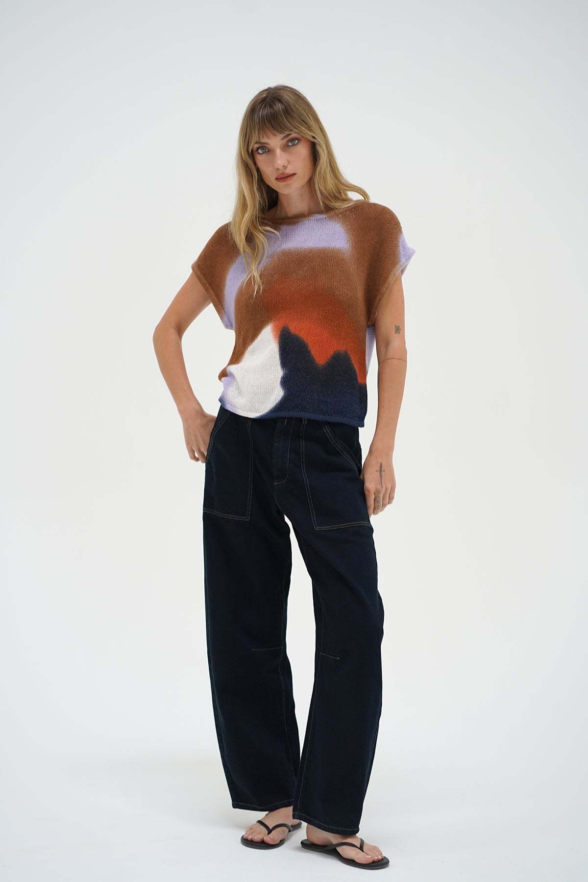 LNA Bowie Sleeveless Sweater in horseshoe bend