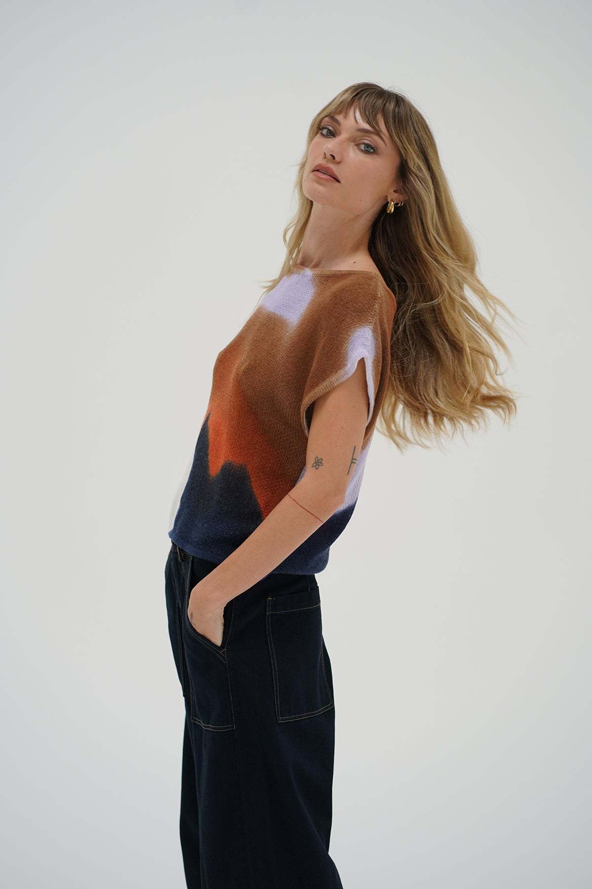 LNA Bowie Sleeveless Sweater in horseshoe bend