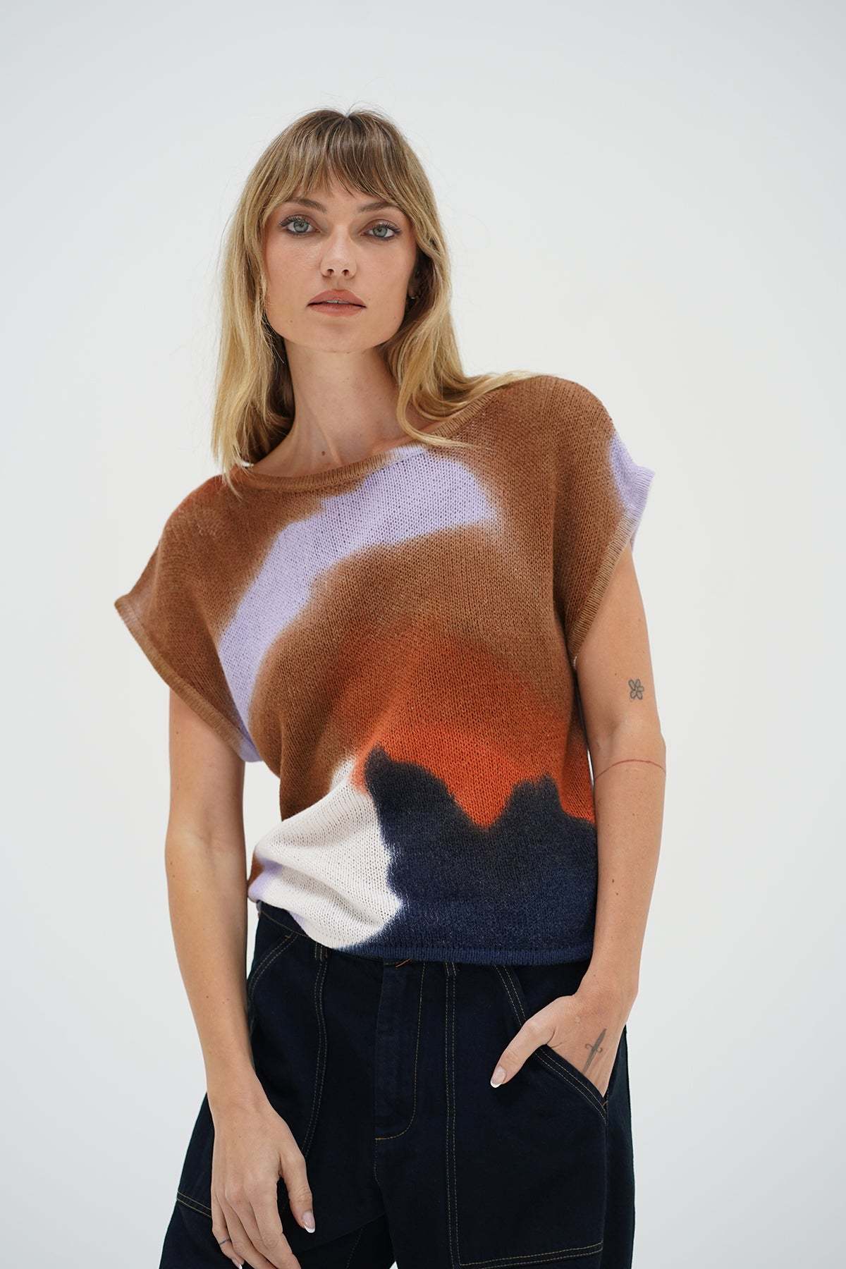 LNA Bowie Sleeveless Sweater in horseshoe bend