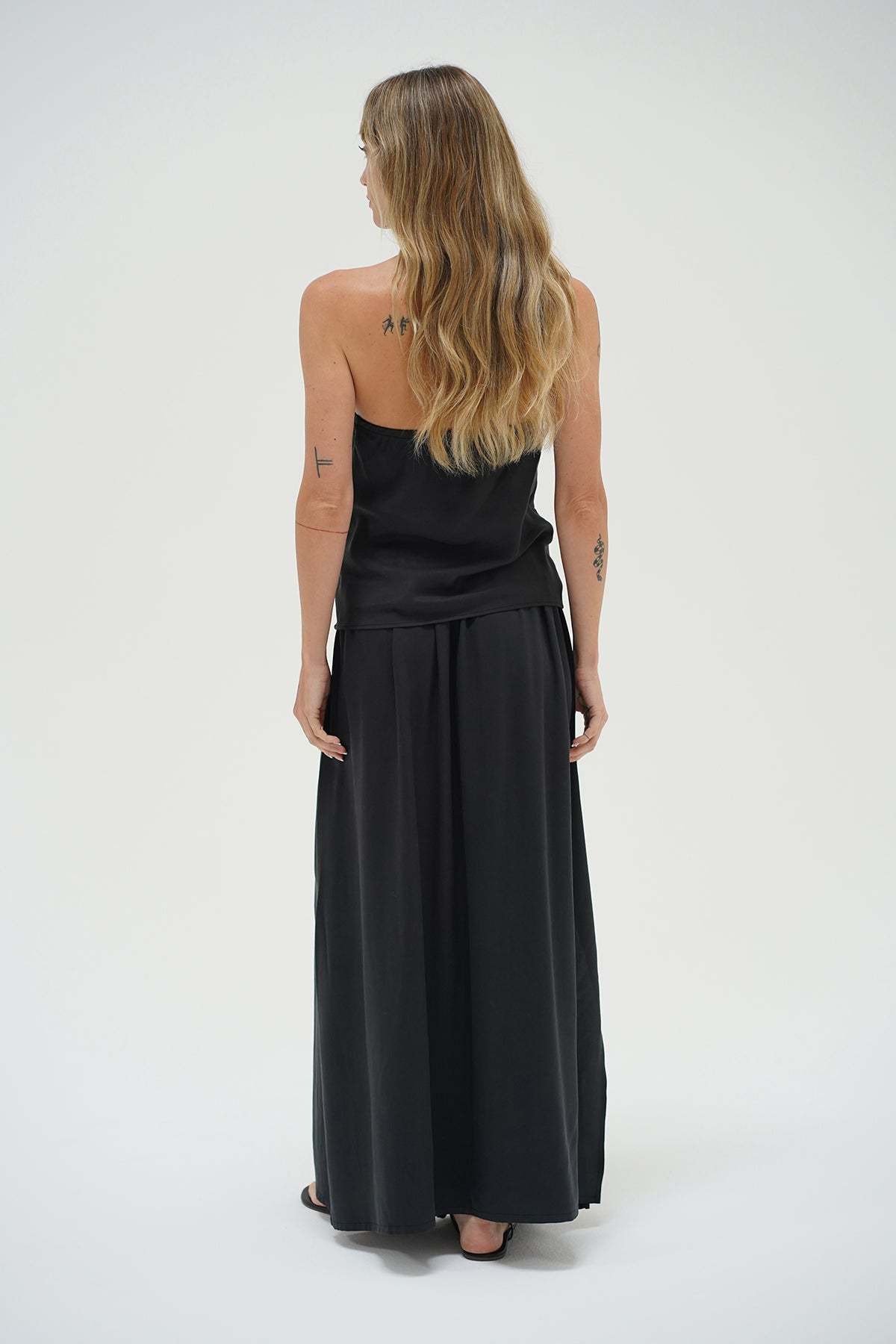 LNA Cana Strapless Top in Pirate Black