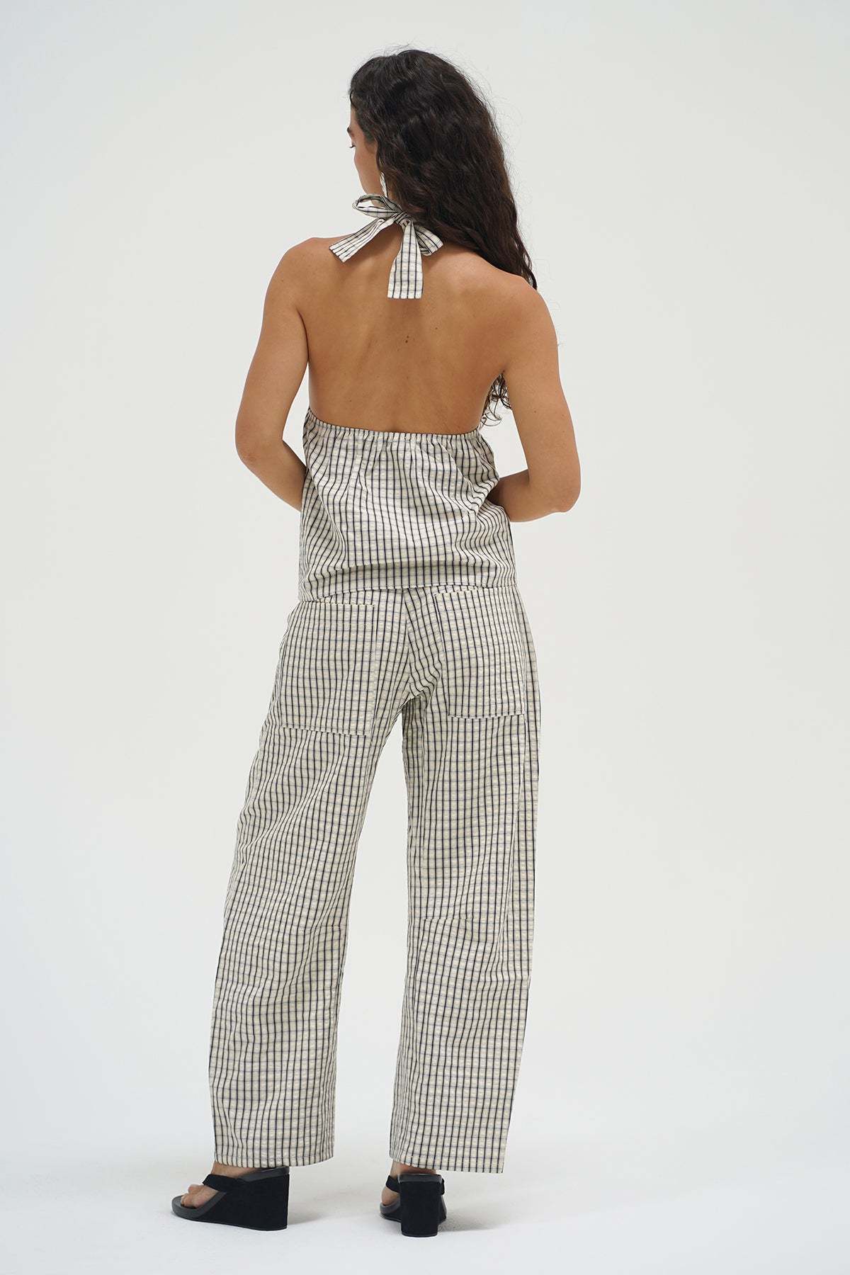 LNA Cross Creek Pant in cream plaid