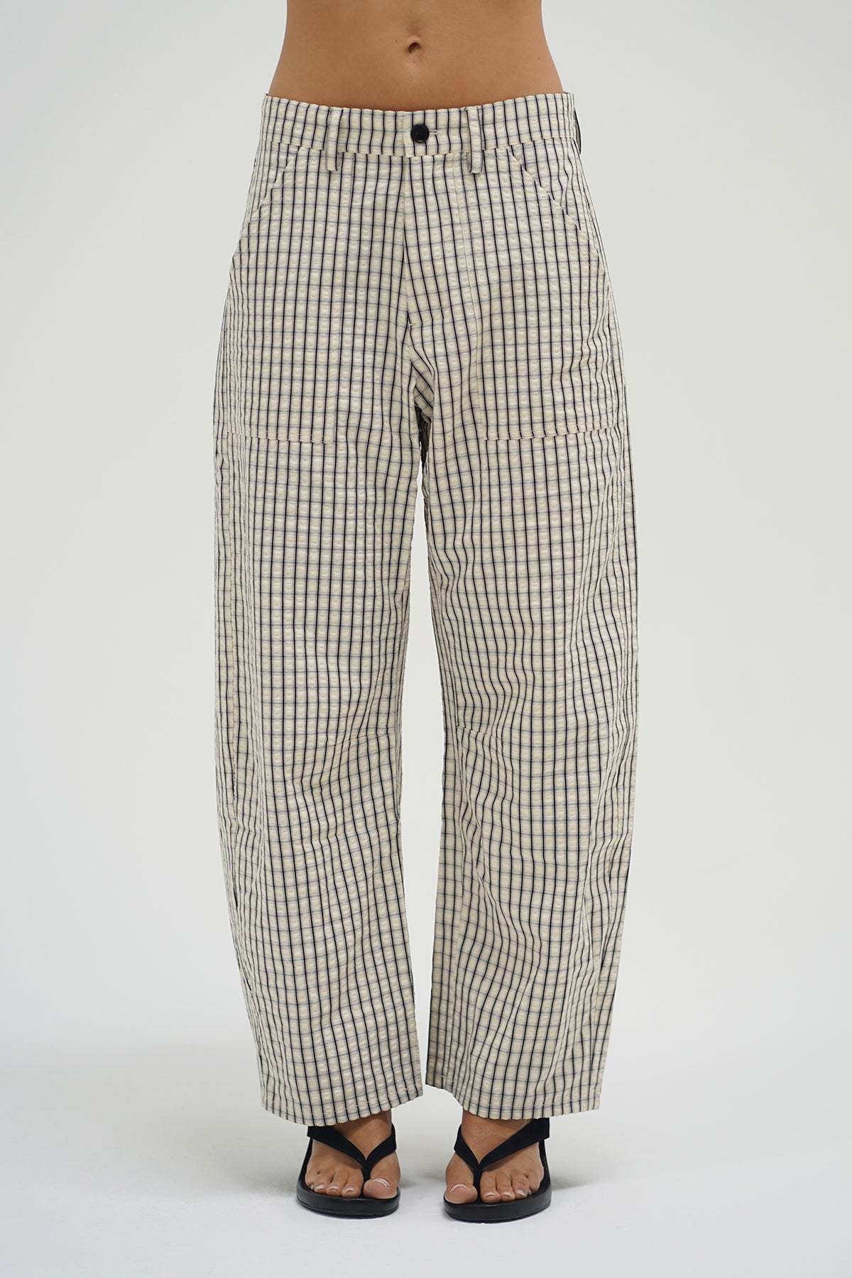 LNA Cross Creek Pant in cream plaid