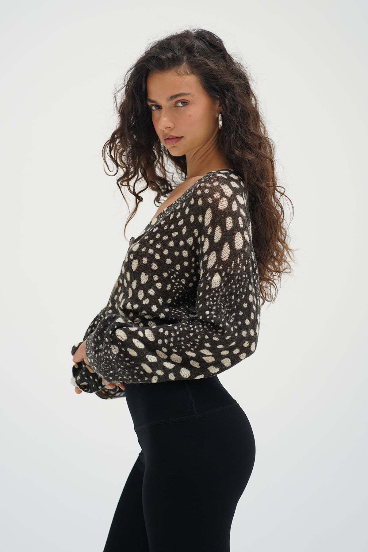 LNA Clothing Dana Stingray Print Lightweight Cardigan 