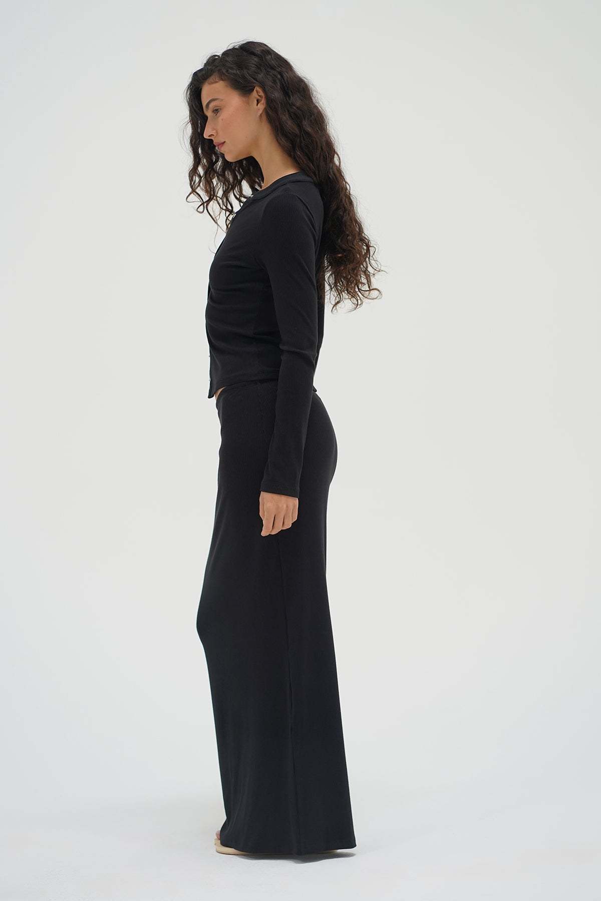 LNA Landon Ribbed skirt in black