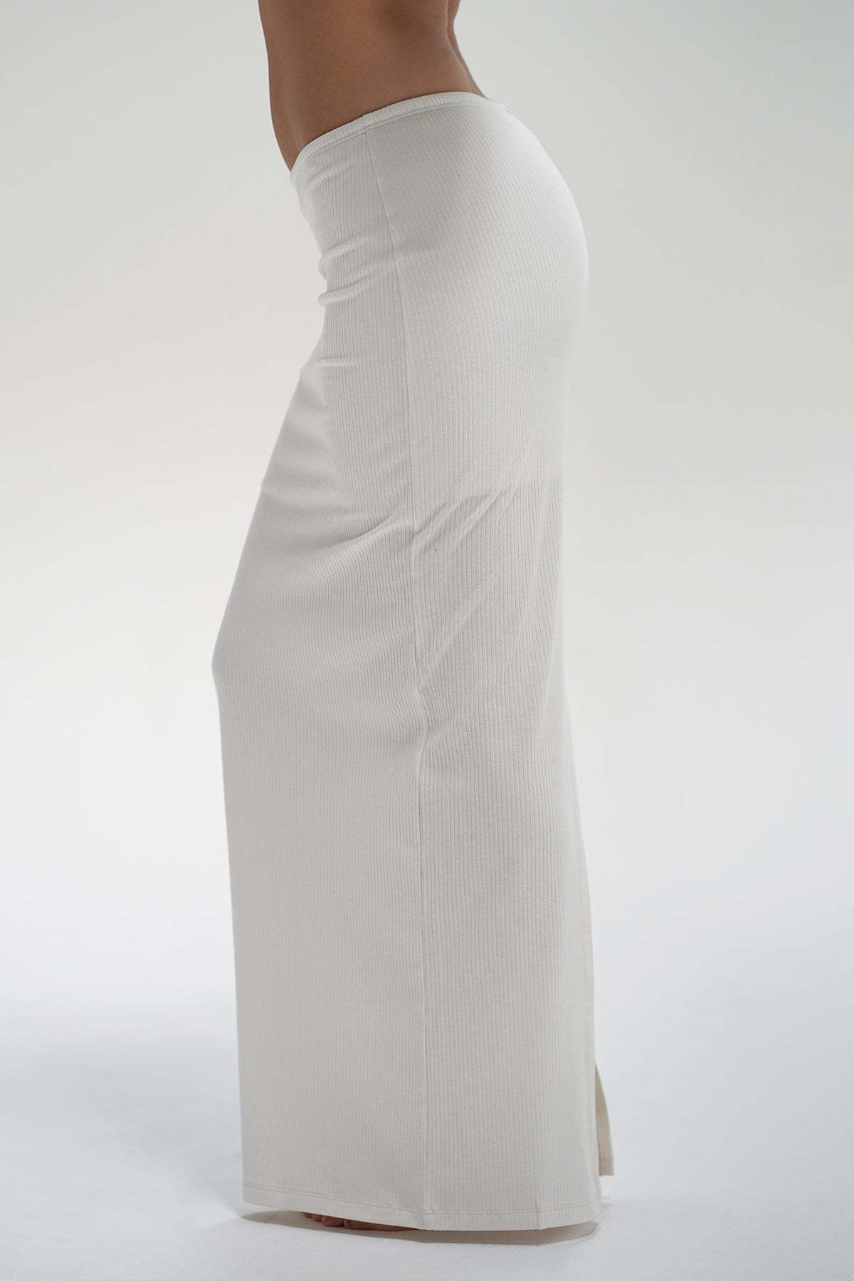 LNA Landon Ribbed skirt in off white 