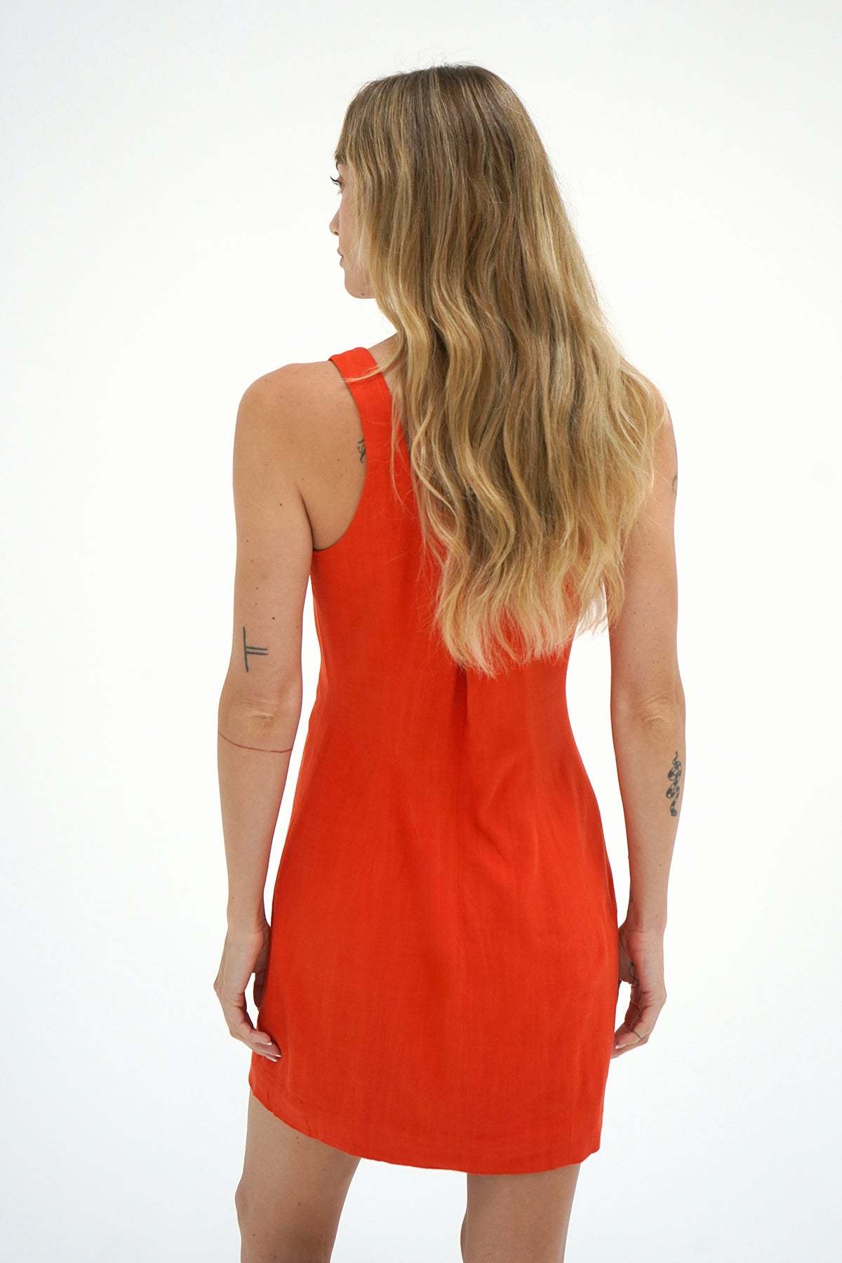LNA Mikala Linen short dress in red