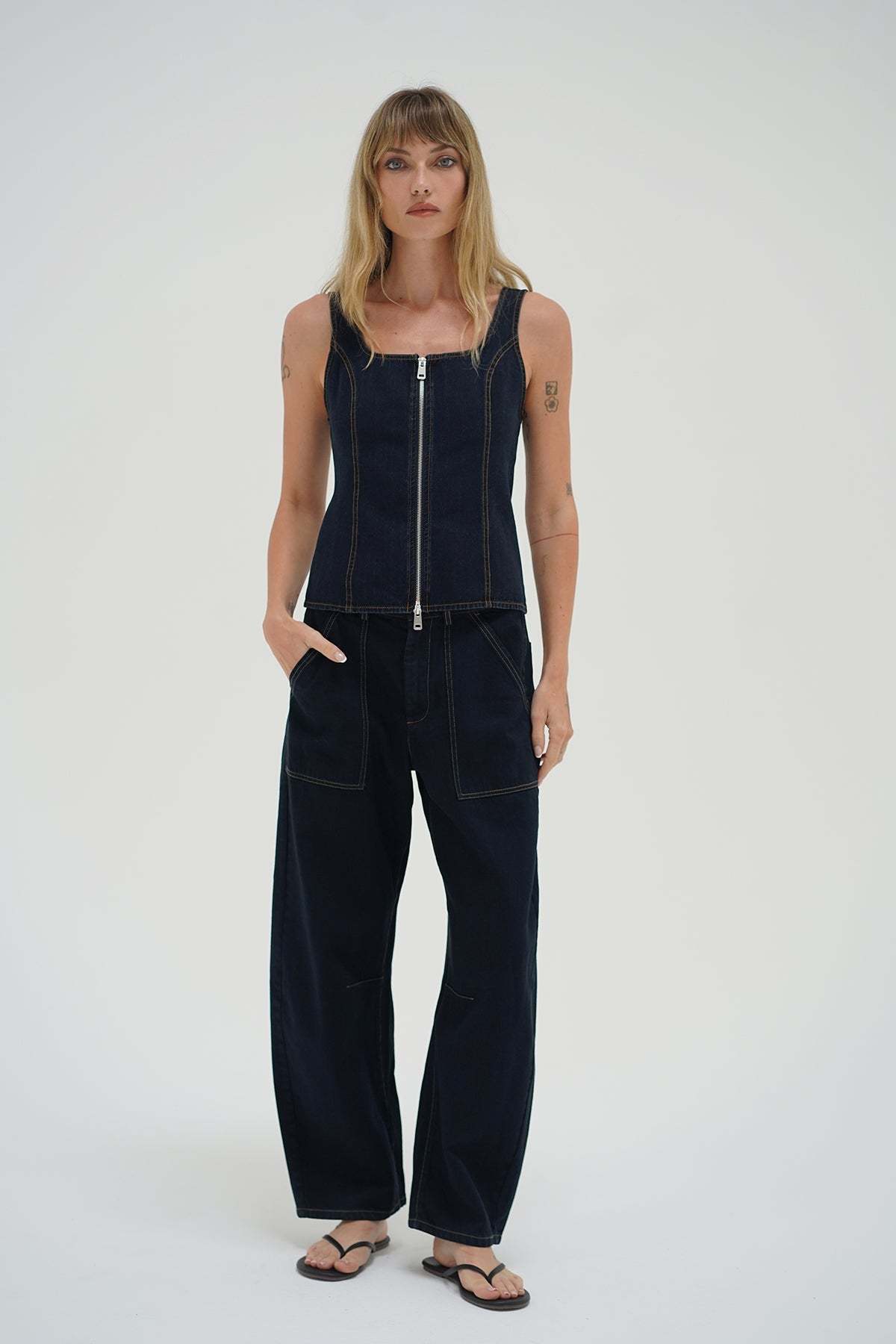 LNA Cross Creek Pant in raw look denim
