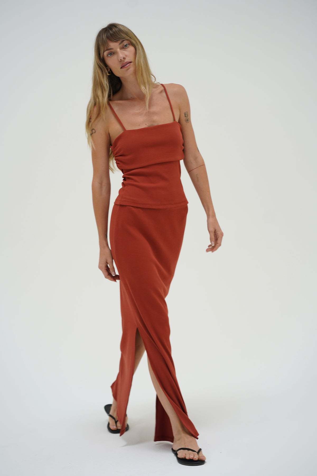 LNA Steph Ribbed Skirt in boss nova