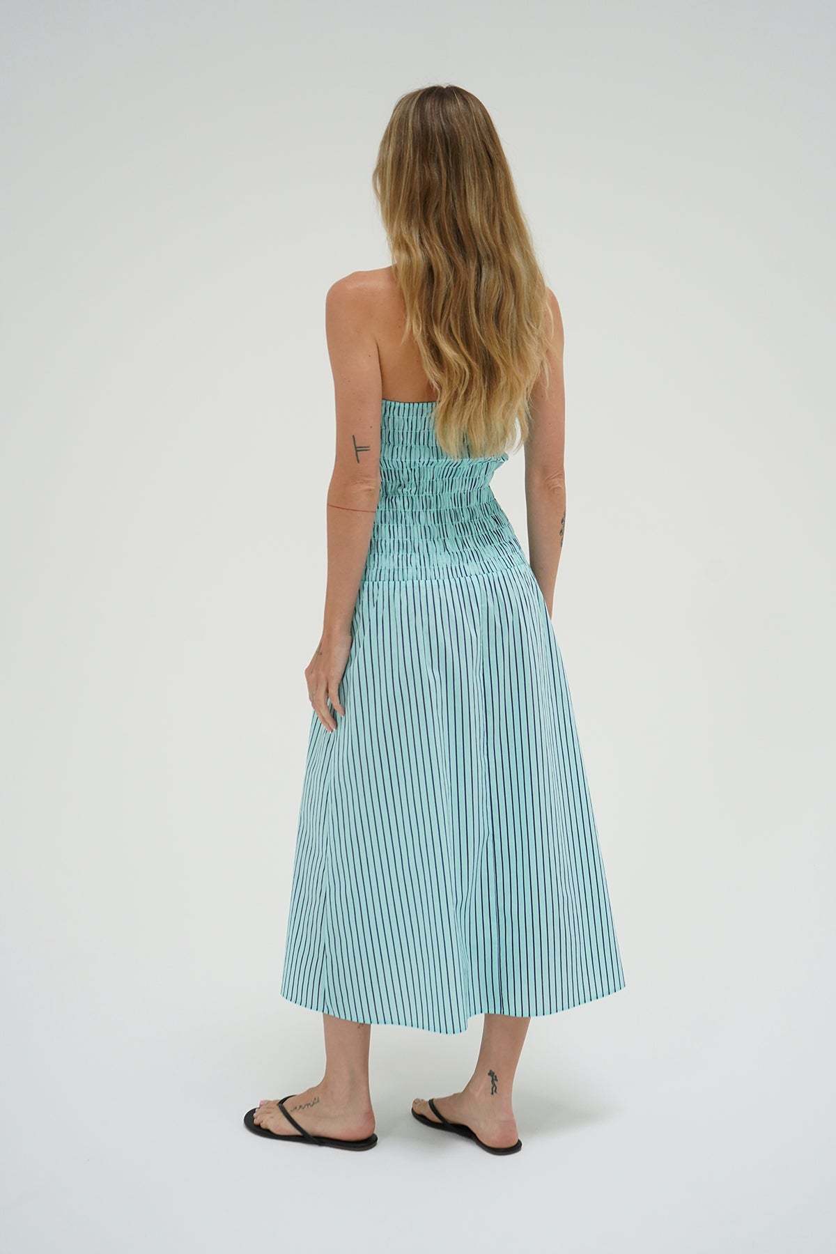 LNA Kapaia stripe dress in teal