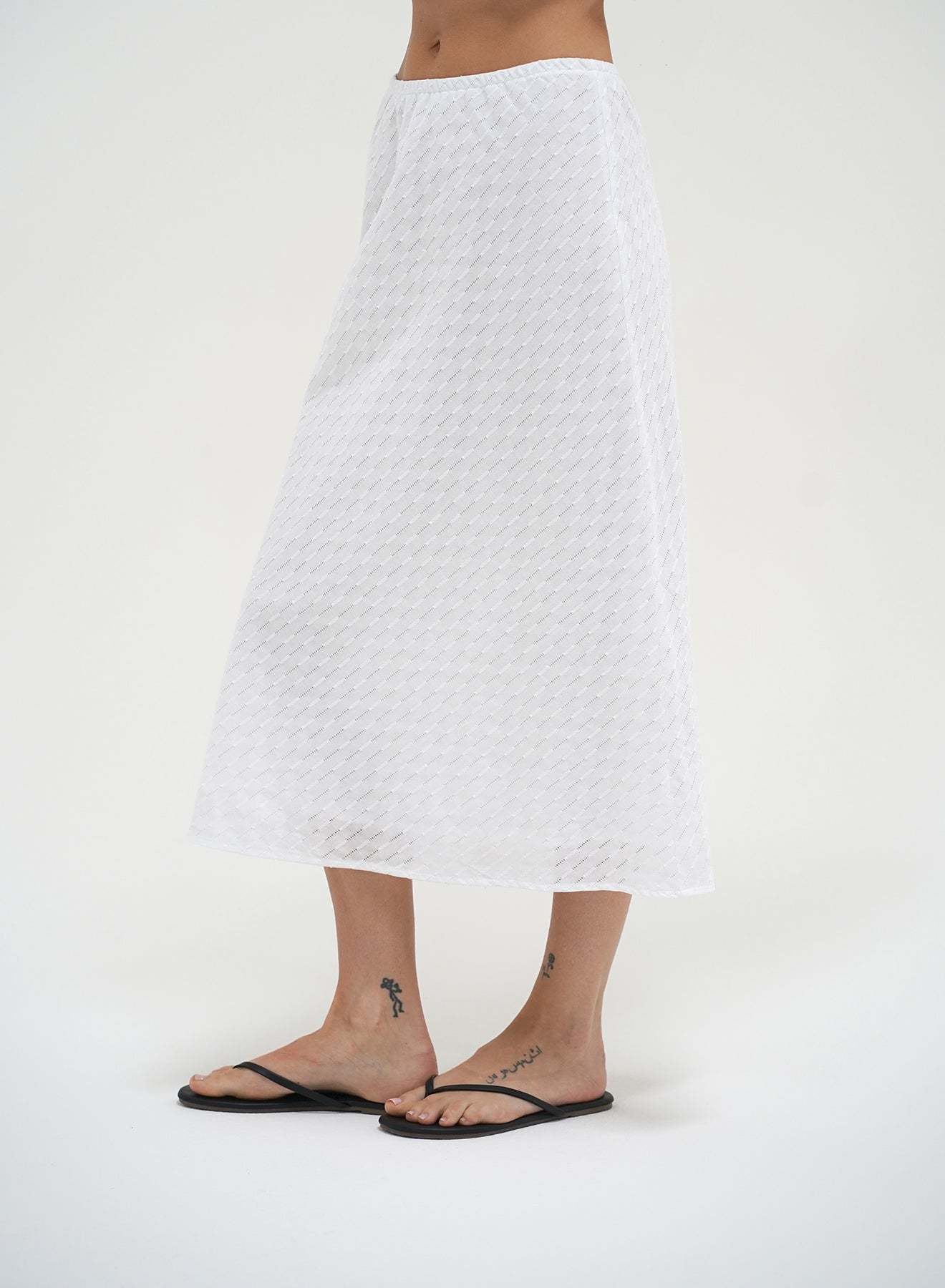 LNA Waialea Eyelet Skirt in white 