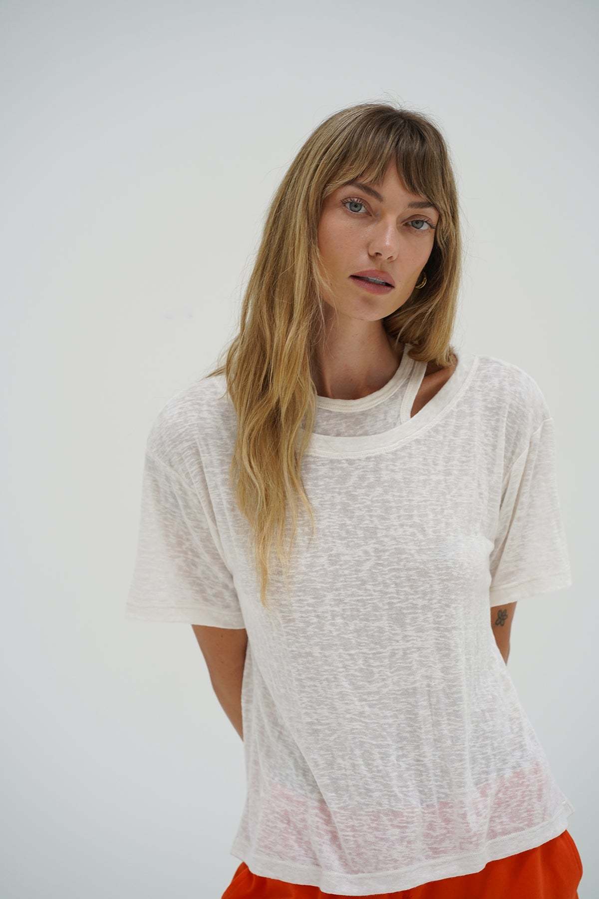 LNA Walker Brushed tee with cut out in white