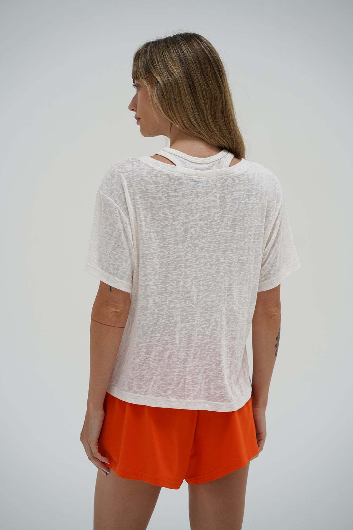 LNA Walker Brushed tee with cut out in white