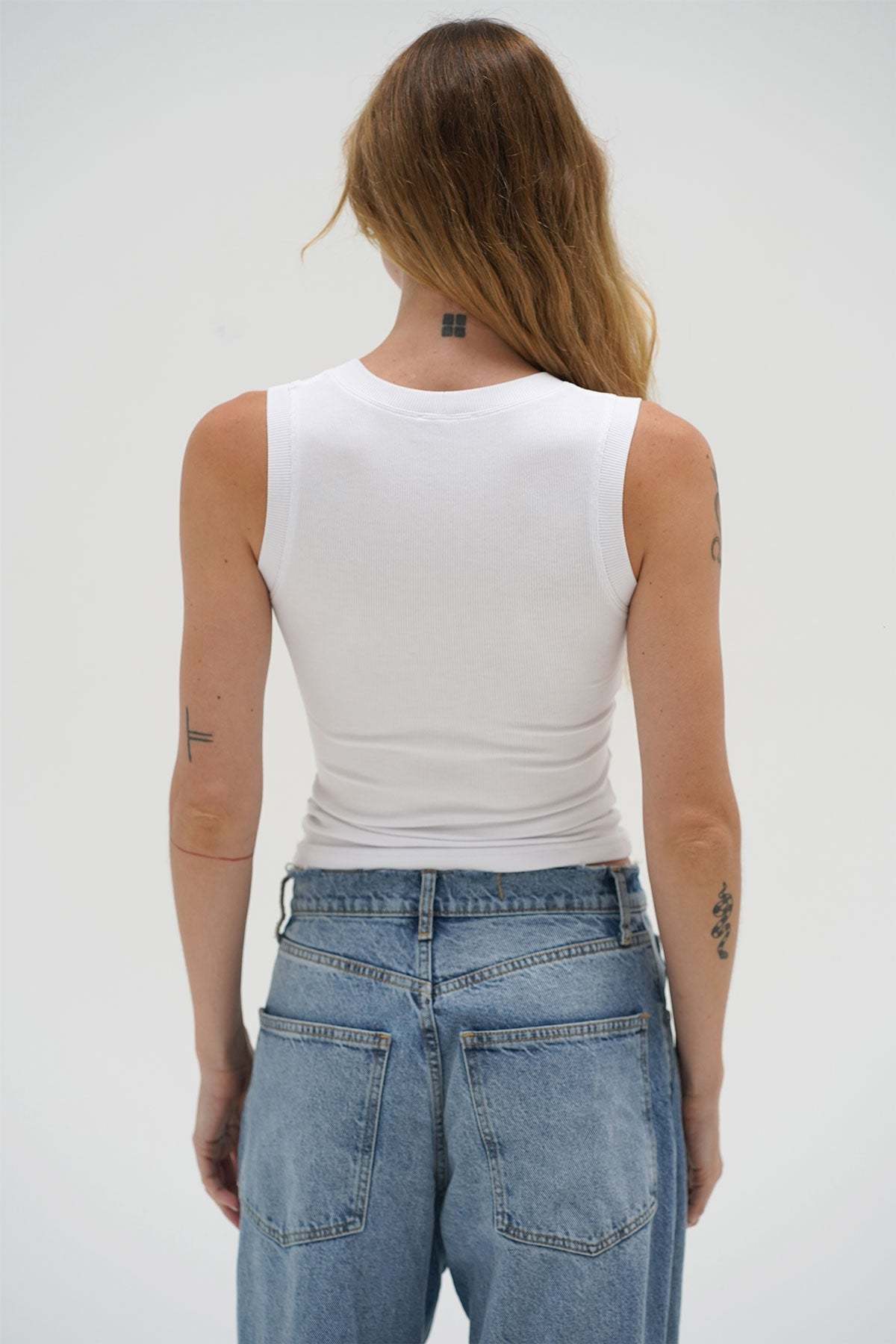LNA Deep U Ribbed Tank in White