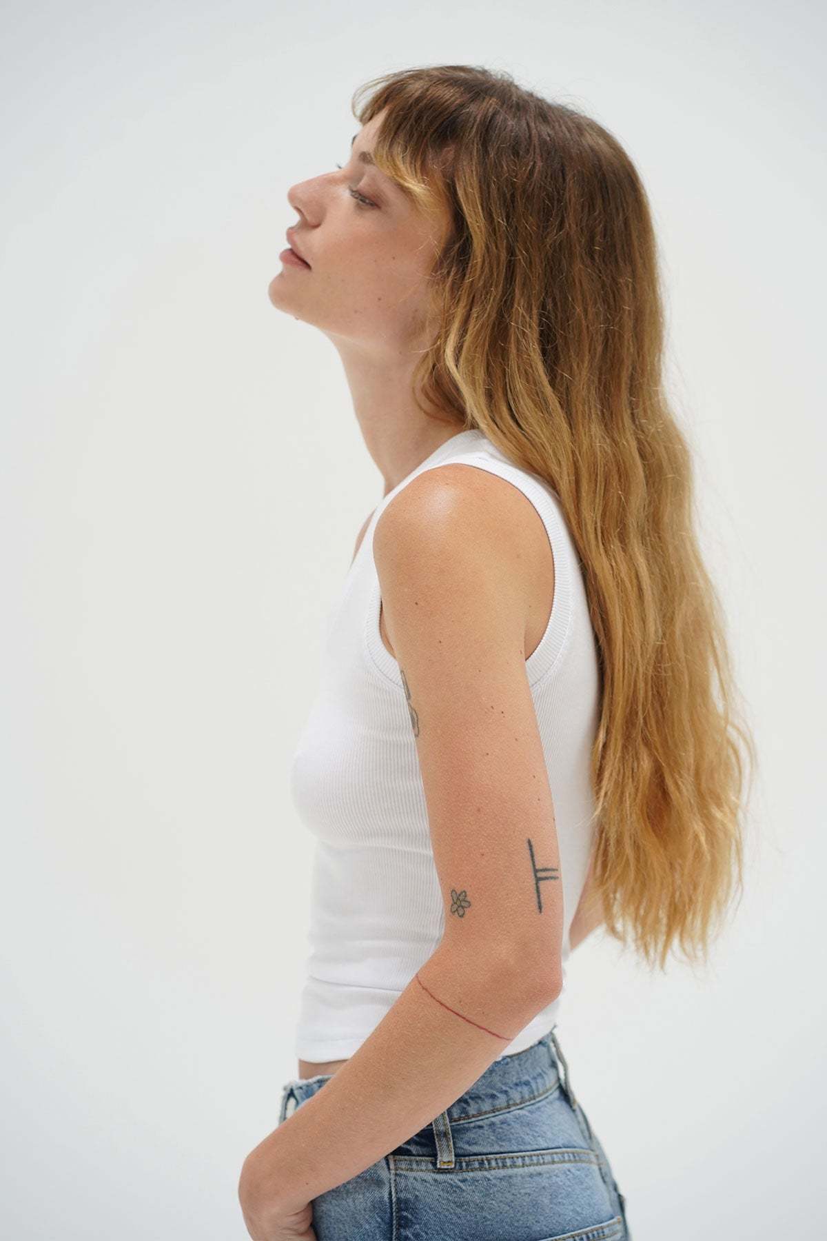 LNA Deep U Ribbed Tank in White