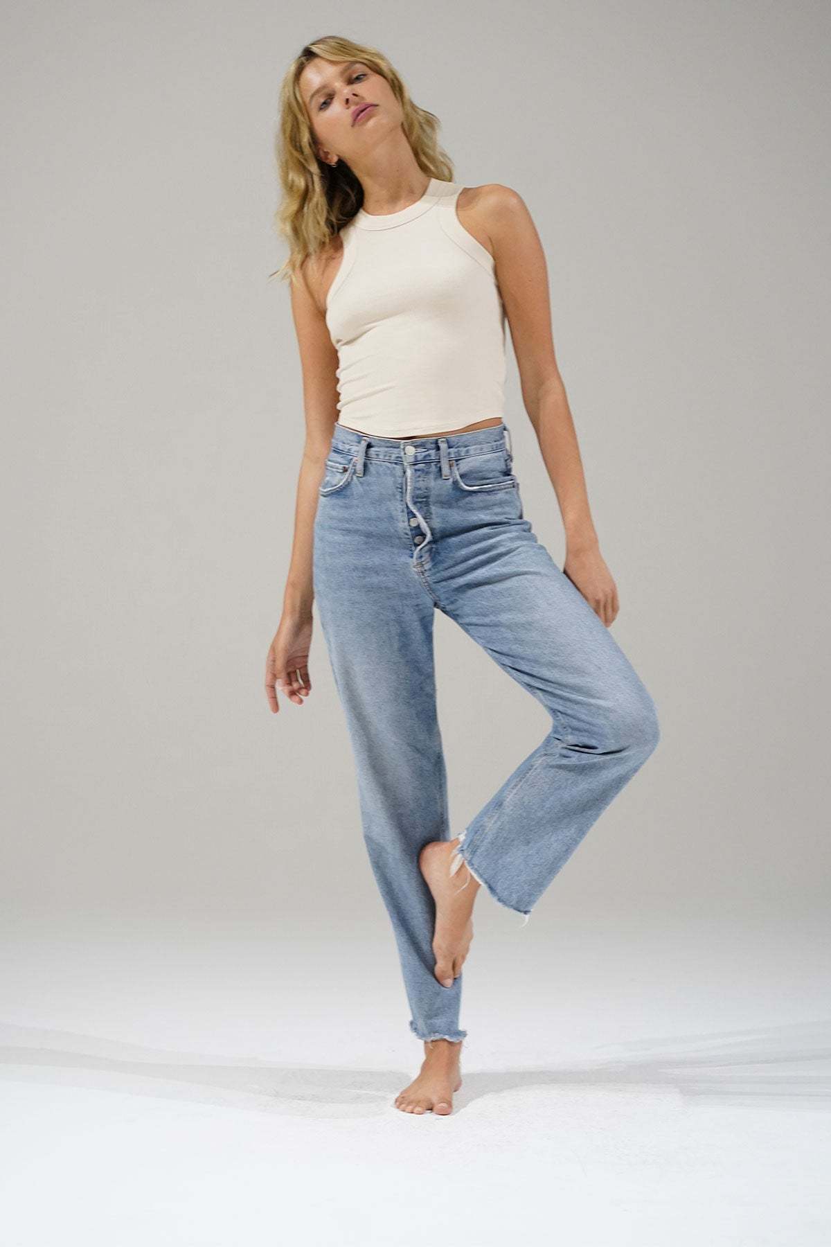 LNA Detra Tank Top in Bone