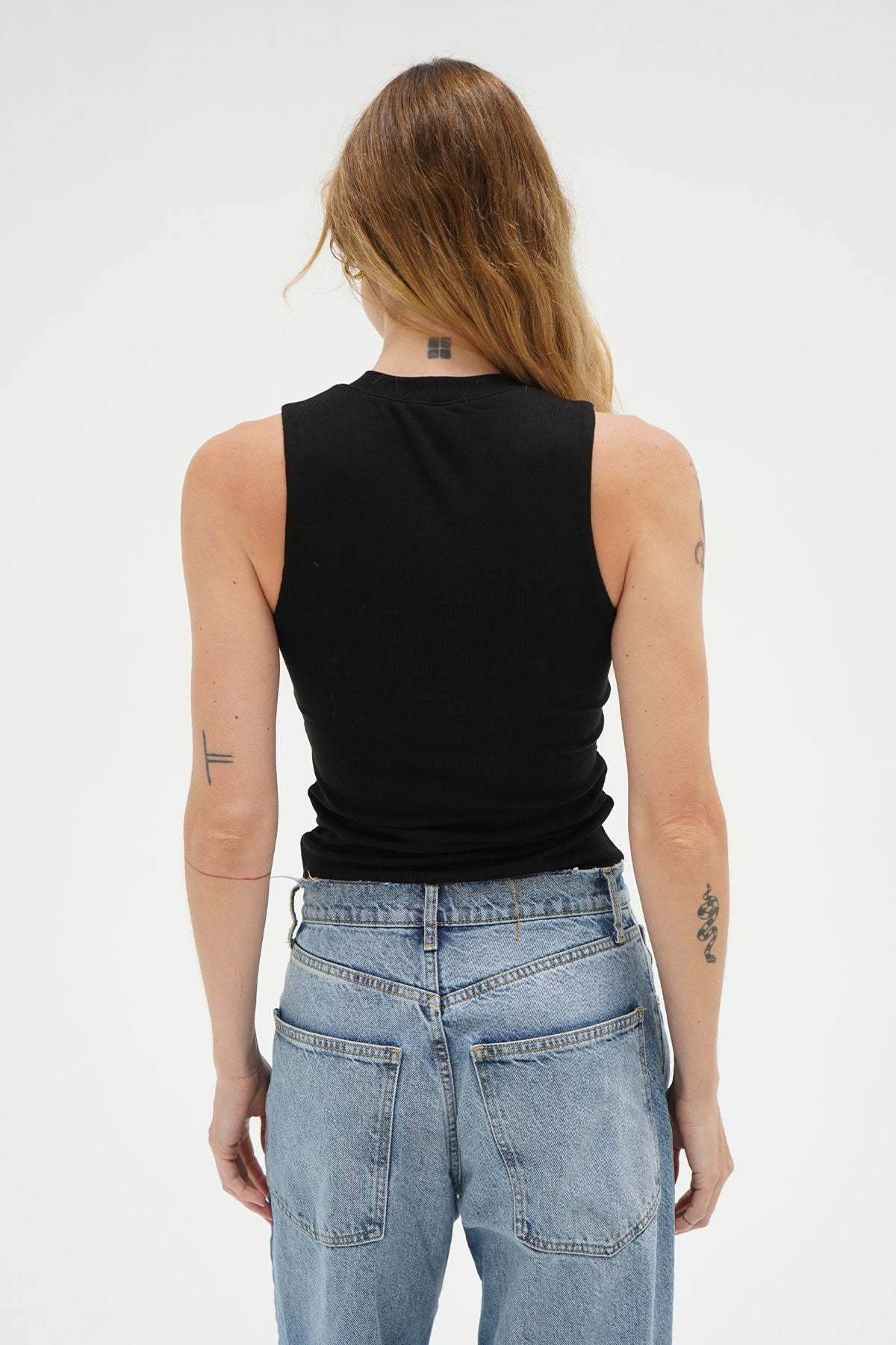 LNA Ribbed Double Layer Sleeveless in Black