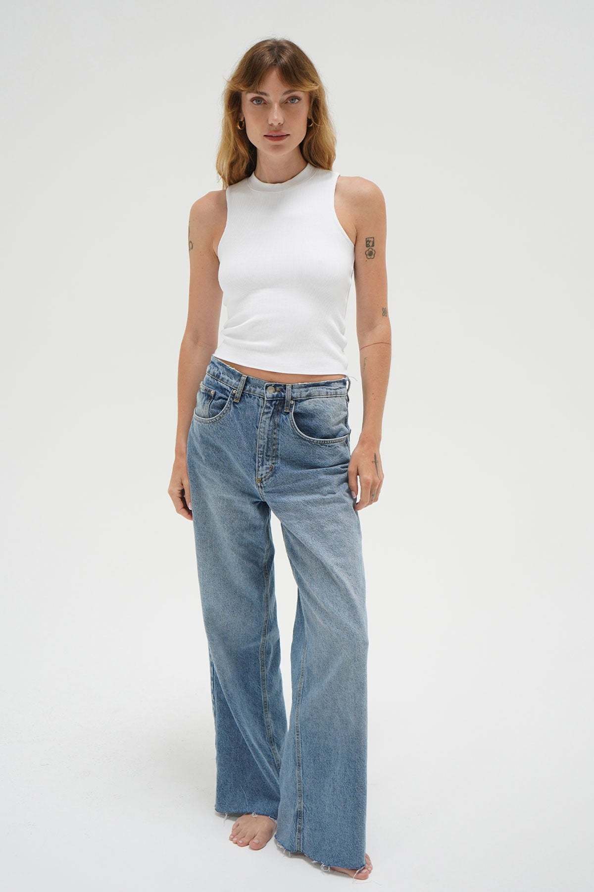 LNA Ribbed Double Layer Sleeveless in White