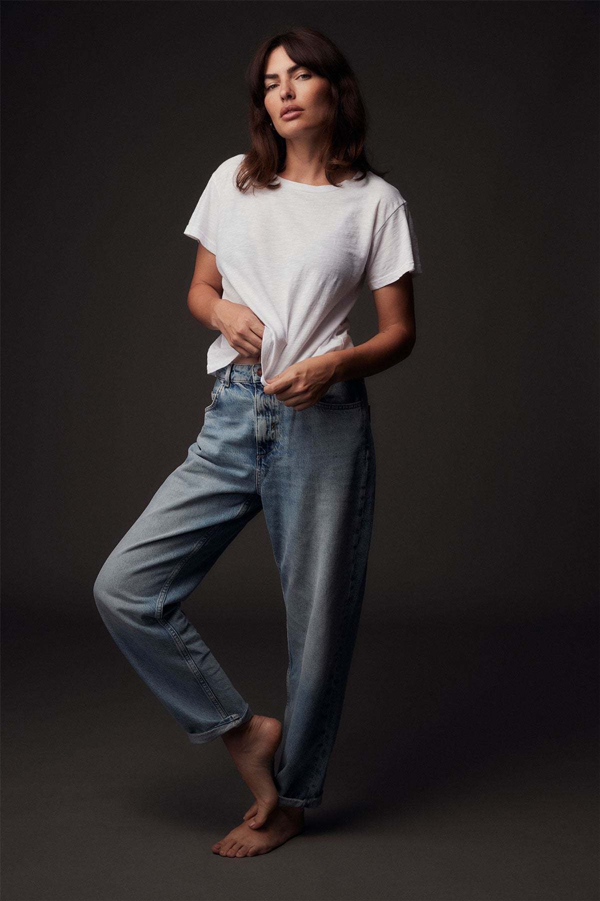 LNA Essential Shaden Crew Neck Tee in White 