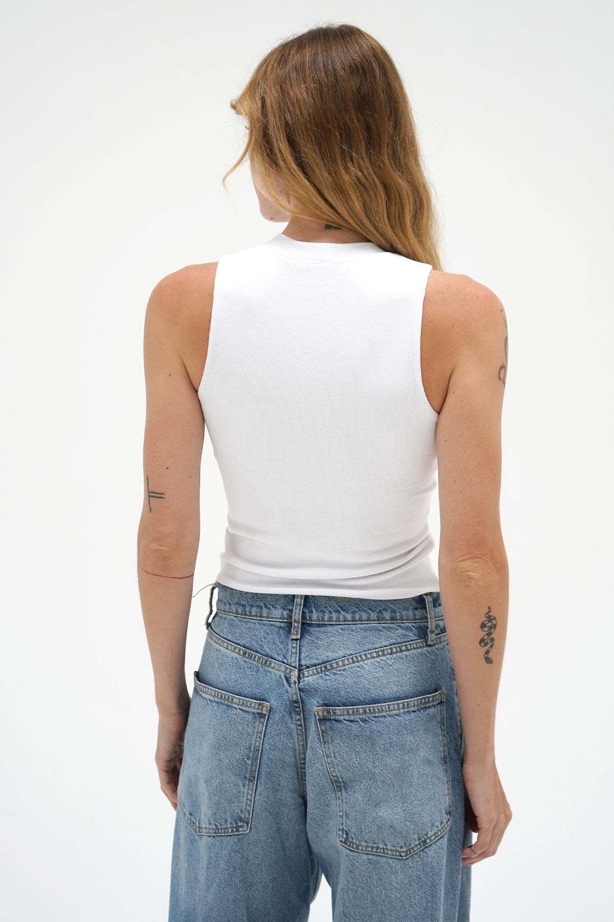 LNA Ribbed Double Layer Sleeveless in White