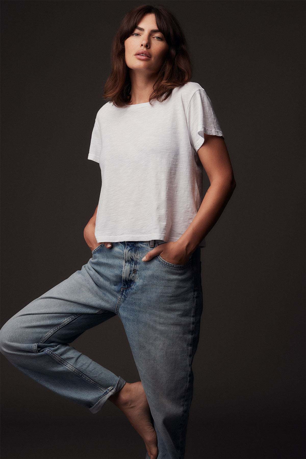LNA Essential Shaden Crew Neck Tee in White 